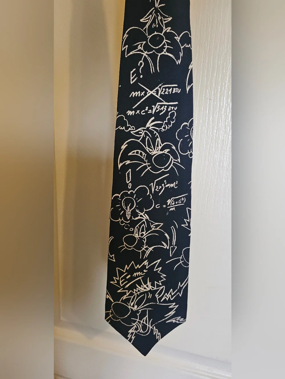Vintage 1993 Looney Tunes Sylvester Mathematics Tie 100% Silk Made In Italy